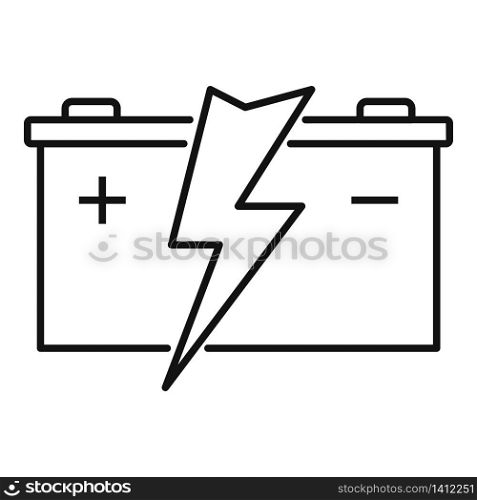 Modern car battery icon. Outline modern car battery vector icon for web design isolated on white background. Modern car battery icon, outline style