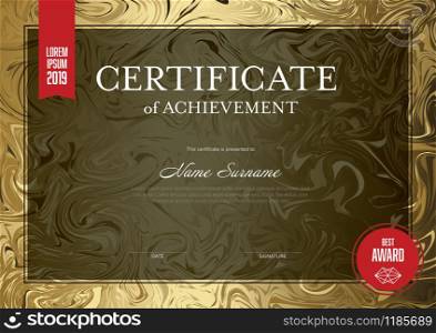 Modern certificate of achievement template with place for your content - golden design
