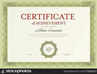 Modern certificate of achievement template with place for your content - green design