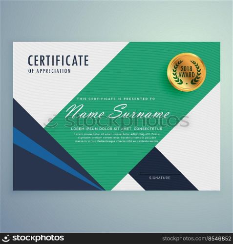 modern certificate of appreciation template with geometric shapes