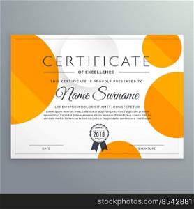 modern certificate template design with orange and white circles