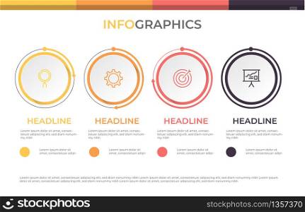 Modern Circle Infographic template with Four steps. Vector illustration
