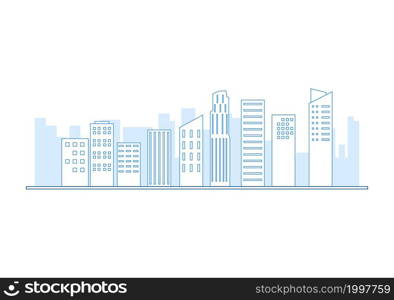 Modern City Landscape Buildings and Architecture Real Estate Silhouette Vector Background Illustration in Line Simple Geometric Flat Style