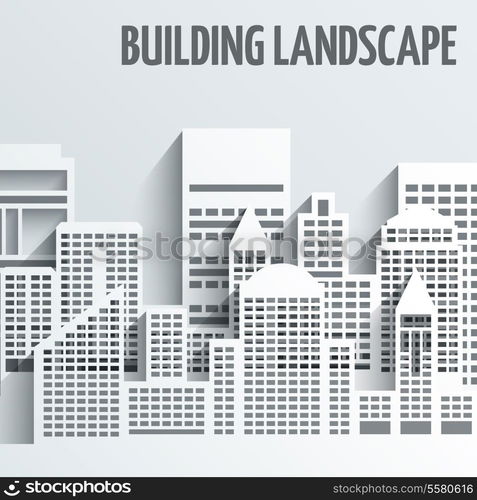 Modern city skyline building industrial paper landscape skyscraper offices vector illustration