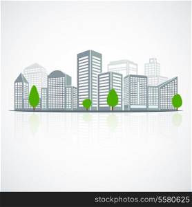 Modern city skyline building landscape skyscraper offices and property vector illustration