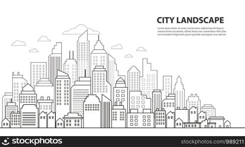Modern City Skyline drawing line backgrounds vector illustration EPS10