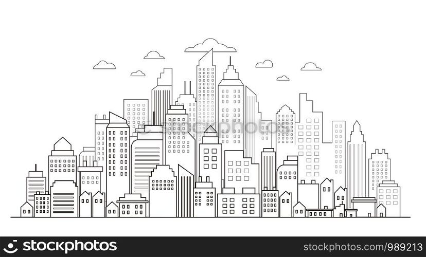 Modern City Skyline drawing line backgrounds vector illustration EPS10
