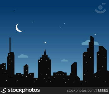 modern city skyline vector landscape illustration