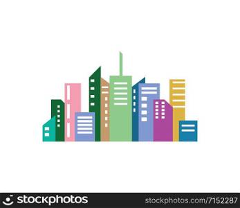 modern city skyline vector landscape illustration design