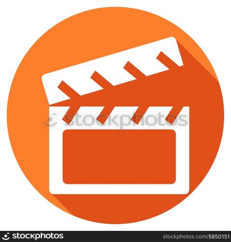 Modern clapper board icon with long shadow effect