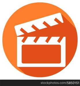 Modern clapper board icon with long shadow effect