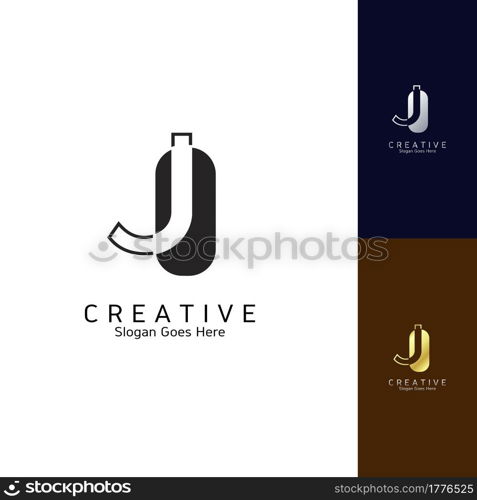 Modern Clean Logo Letter J Negative Space Vector Template Design for Brand Identity