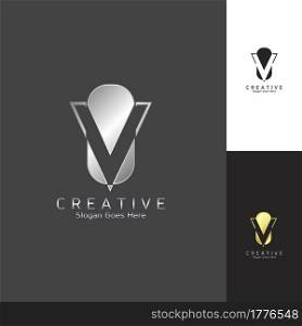 Modern Clean Logo Letter V Negative Space Vector Template Design for Brand Identity
