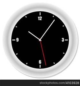 Modern clock with drop shadow and black face