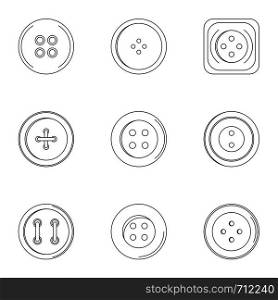 Modern clothes button icon set. Outline set of 9 modern clothes button vector icons for web isolated on white background. Modern clothes button icon set, outline style
