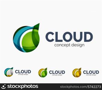 Modern cloud company logo set, made of overlapping wavy shapes