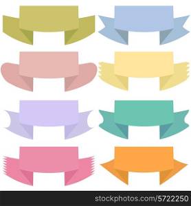 Modern colored ribbons and banners for your text. Isolated on white background. Vector illustration.