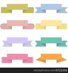 Modern colored ribbons and banners for your text. Isolated on white background. Vector illustration.