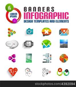 Modern colorful 3d banners templates set