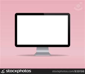 Modern computer mockup. Computer display isolated on pastel color background.