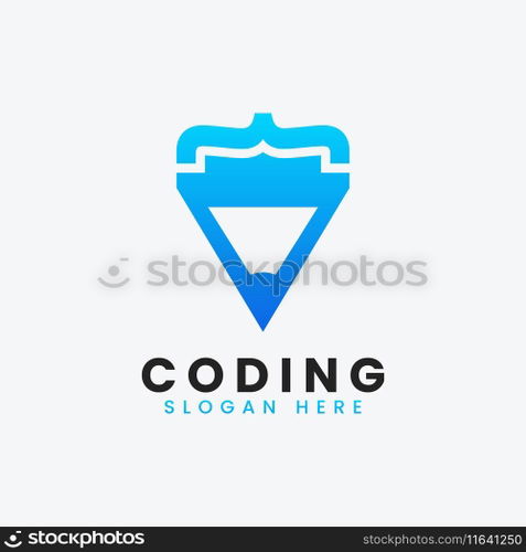 Modern computer programming coding logo design Vector Image