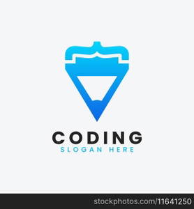 Modern computer programming coding logo design Vector Image