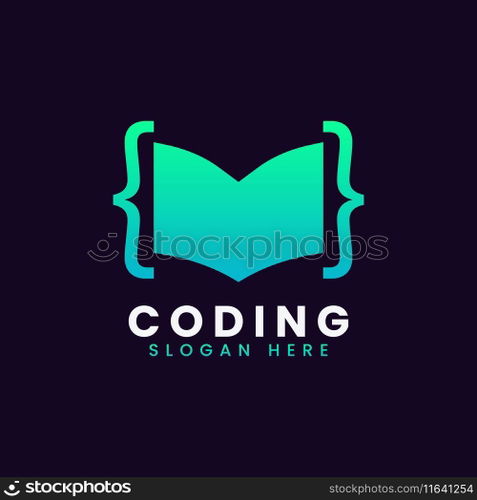 Modern computer programming coding logo design Vector Image
