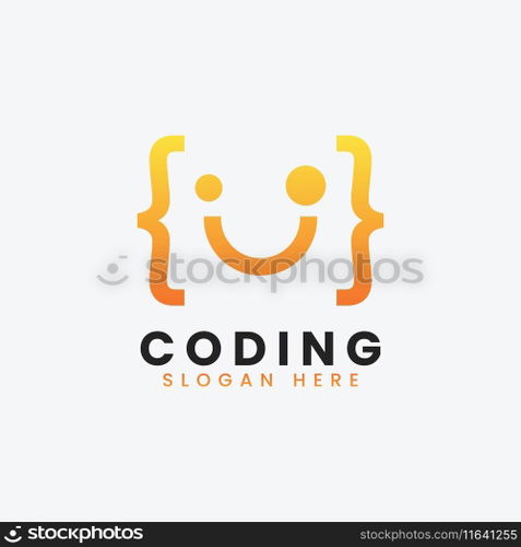 Modern computer programming coding logo design Vector Image
