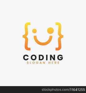 Modern computer programming coding logo design Vector Image