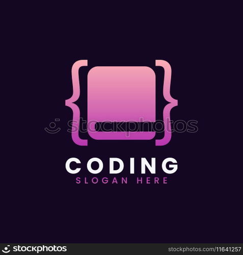 Modern computer programming coding logo design Vector Image