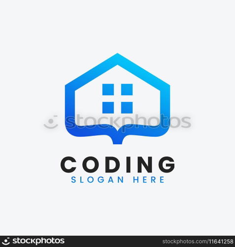 Modern computer programming coding logo design Vector Image