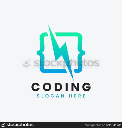 Modern computer programming coding logo design Vector Image