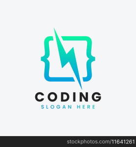 Modern computer programming coding logo design Vector Image