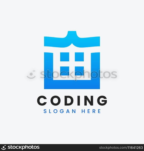 Modern computer programming coding logo design Vector Image