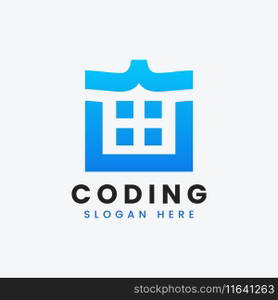 Modern computer programming coding logo design Vector Image
