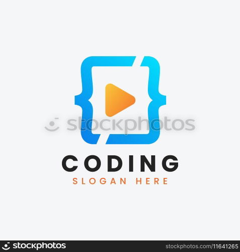 Modern computer programming coding logo design Vector Image