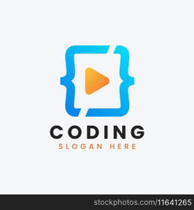 Modern computer programming coding logo design Vector Image
