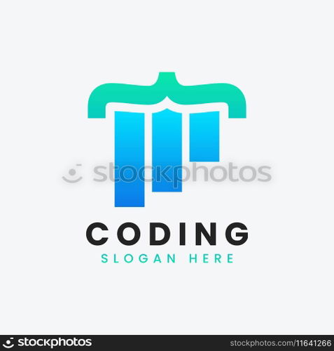 Modern computer programming coding logo design Vector Image