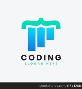 Modern computer programming coding logo design Vector Image