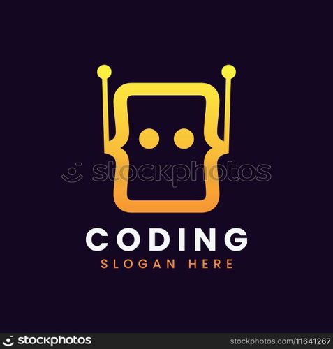 Modern computer programming coding logo design Vector Image