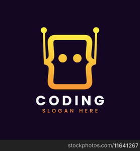 Modern computer programming coding logo design Vector Image