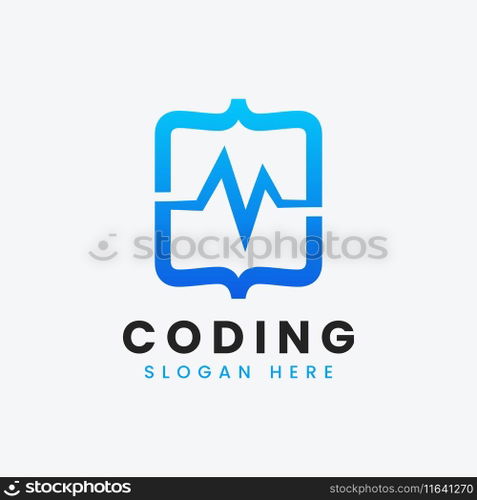 Modern computer programming coding logo design Vector Image