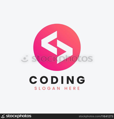 Modern computer programming coding logo design Vector Image