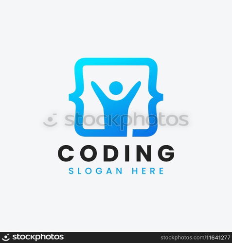 Modern computer programming coding logo design Vector Image