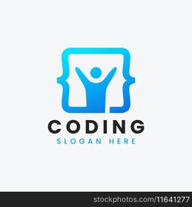 Modern computer programming coding logo design Vector Image