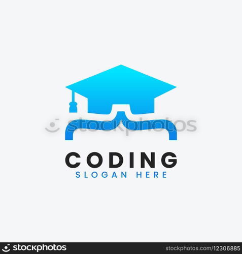 Modern computer programming coding logo design Vector Image