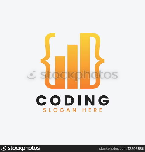 Modern computer programming coding logo design Vector Image