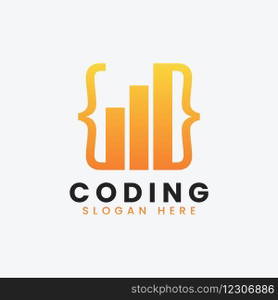 Modern computer programming coding logo design Vector Image