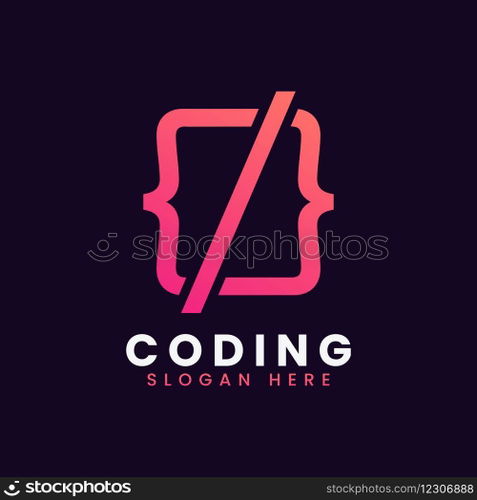Modern computer programming coding logo design Vector Image