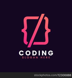 Modern computer programming coding logo design Vector Image